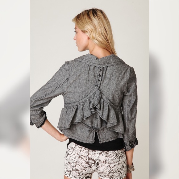 Free People Size XS Cropped Ruffle Blazer Jacket - Picture 4 of 14